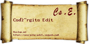 Csörgits Edit névjegykártya